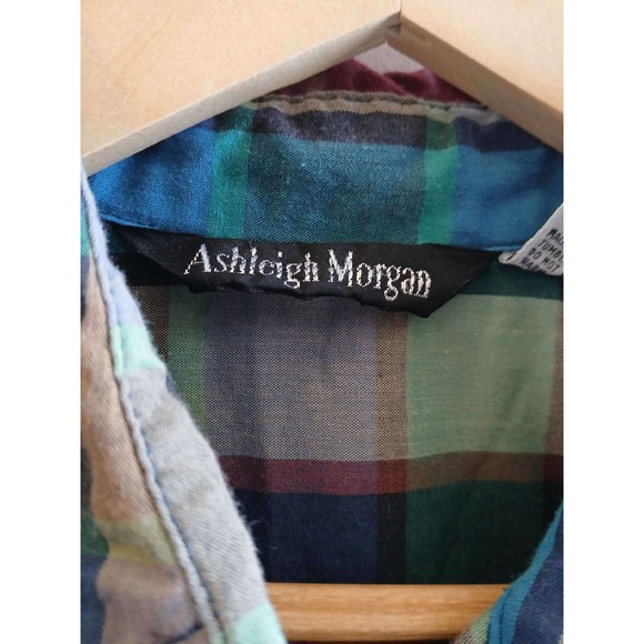 Ashleigh Morgan Womens Plaid Button Down Shirt Multi Color Long Sleeve Top - Picture 4 of 4